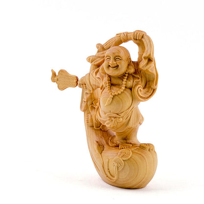 Mythstone Laughing Buddha Boxwood Prosperity Home Decoration