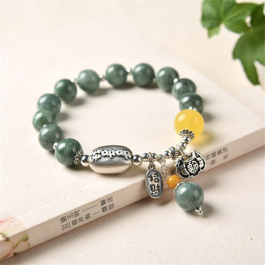 Mythstone 925 Sterling Silver Cyan Jade Amber Success Bracelet