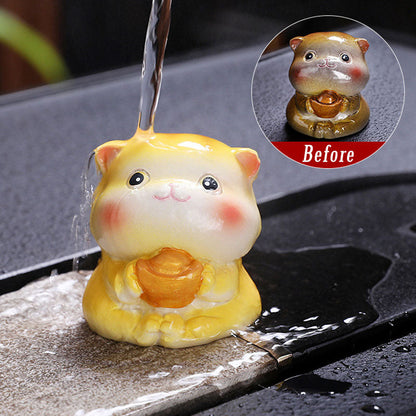 Mythstone Color Changing Cute Mini Cat Resin Tea Pet Wealth Home Figurine Decoration