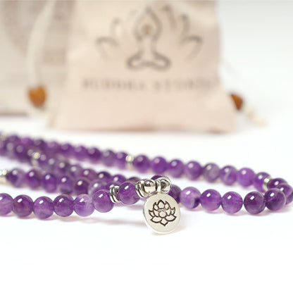 Mythstone Natural Amethyst Purification Mala Bracelet