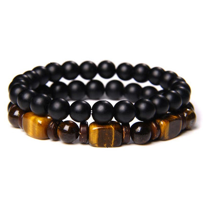 Mythstone Tiger Eye Frosted Stone Hematite Courage Bracelet