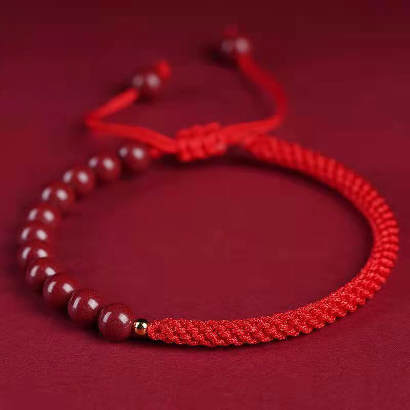 Mythstone Natural Cinnabar King Kong Knot Blessing String Bracelet