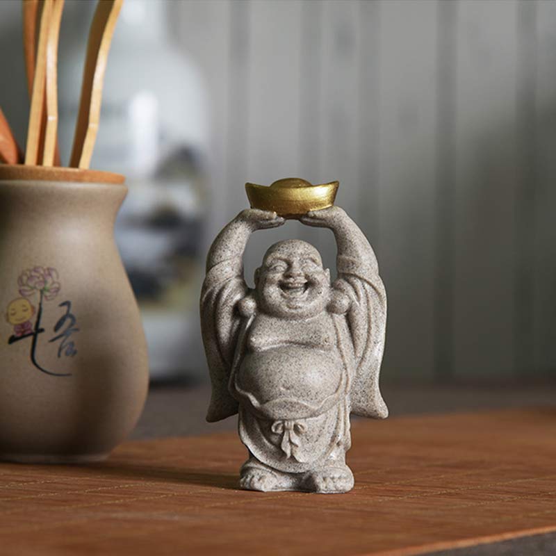 Mythstone Laughing Buddha Resin Statue Blessing Home Decoration