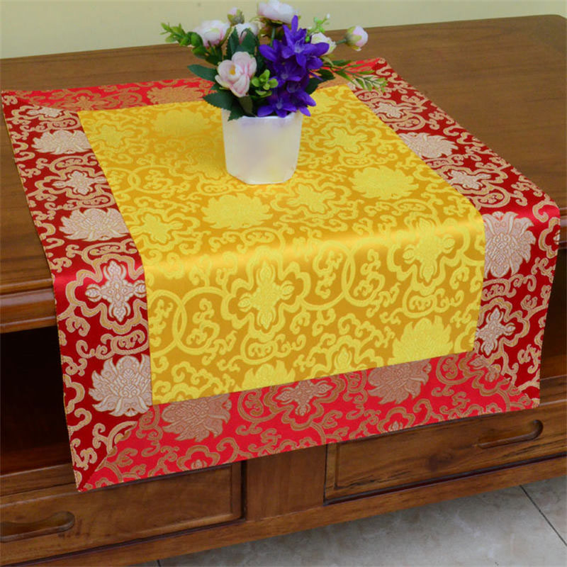 Mythstone Brocade Prayer Altar Flower Vajra Dragon Pattern Auspicious Symbols Table Runner