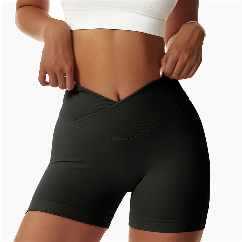 Mythstone Women Seamless High Elasticity Sports Fitness High Waist Yoga Workout Shorts