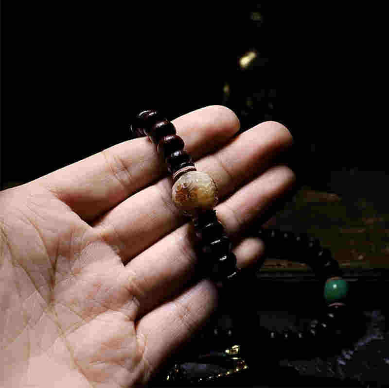 Pulsera de la buena suerte con vajra Bagua de semilla de Bodhi morada y 108 cuentas de Mala del Tíbet Mythstone 