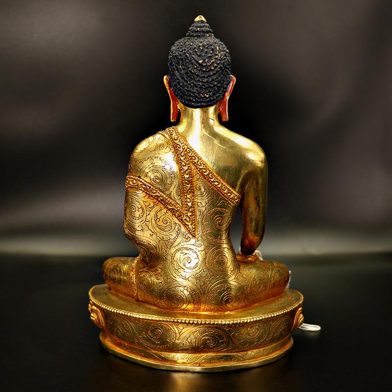 Estatua decorativa bañada en oro y cobre de Buda Shakyamuni, Buda de la medicina, compasión, piedra mitológica 