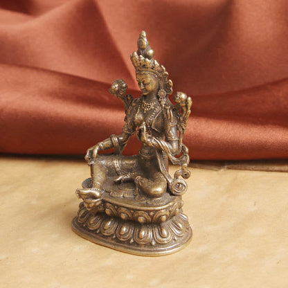 Mythstone Bodhisattva Green Tara Calm Hope Copper Statue Decoration