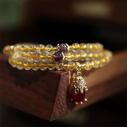 Mythstone Citrine Amethyst PiXiu Prosperity Happiness Protection Bracelet