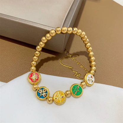 Mythstone Tibetan Five God Of Wealth Copper Beads Luck Bracelet