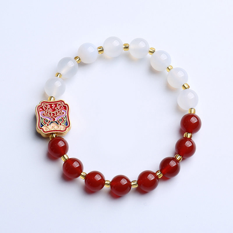 Mythstone Red Agate White Agate Strength Healing Bracelet