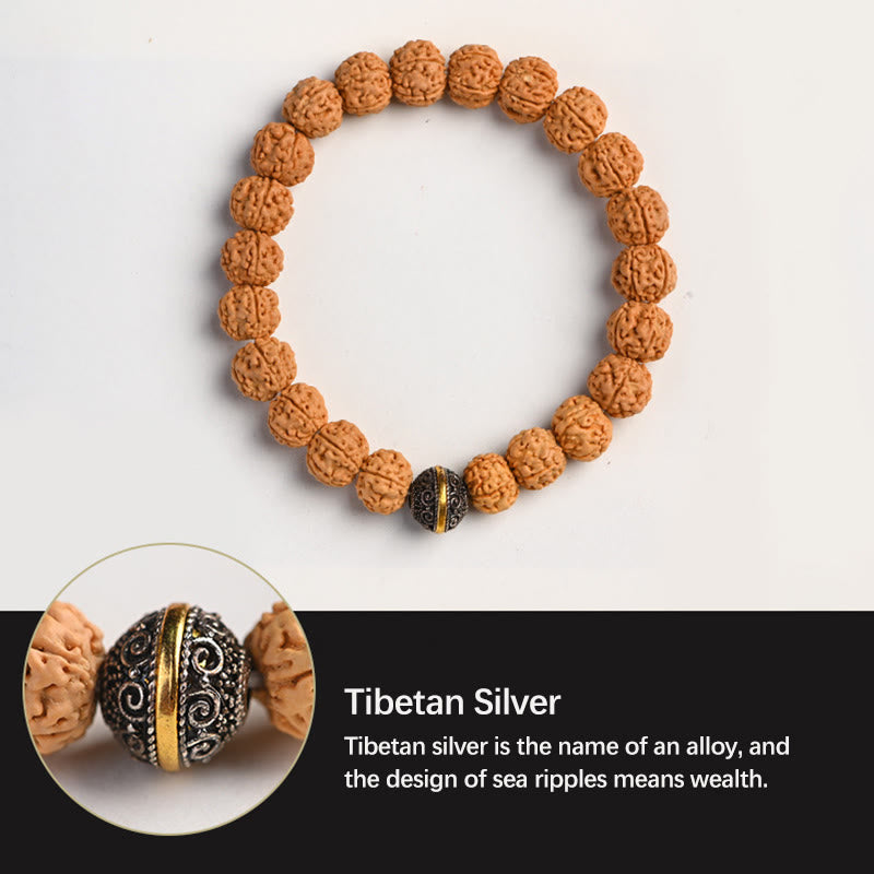 Pulsera de la riqueza y la buena suerte con la semilla de Bodhi de Rudraksha del Tíbet Mythstone