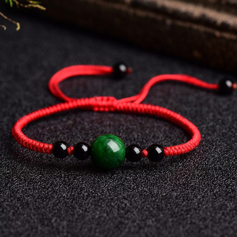 Pulsera de hilo rojo de jade con la suerte y el éxito de Mythstone