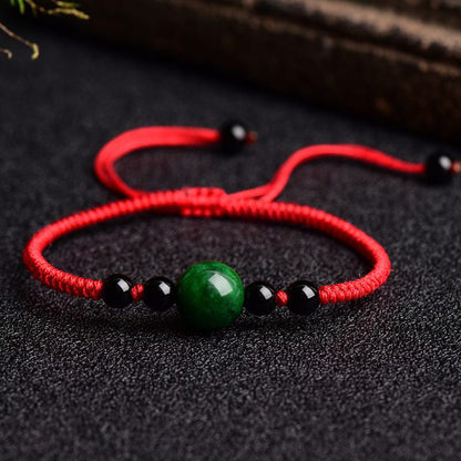 Pulsera de hilo rojo de jade con la suerte y el éxito de Mythstone