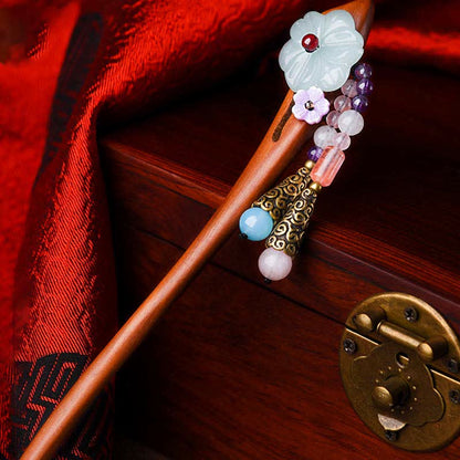 Mythstone Red Sandalwood Amethyst Aventurine Protection Hairpin Decoration