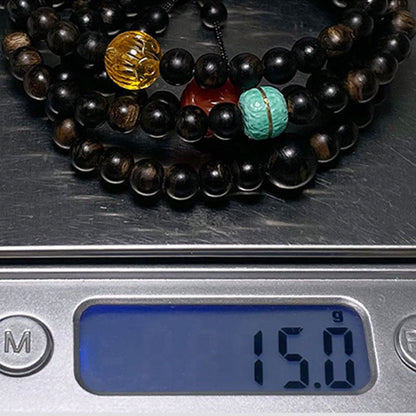 Mythstone Nha Trang Bai Qinan Agarwood Turquoise Amber Red Agate Strength Meditation Bracelet