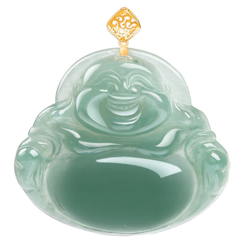 Mythstone Laughing Buddha Natural Jade Prosperity Abundance Necklace Pendant