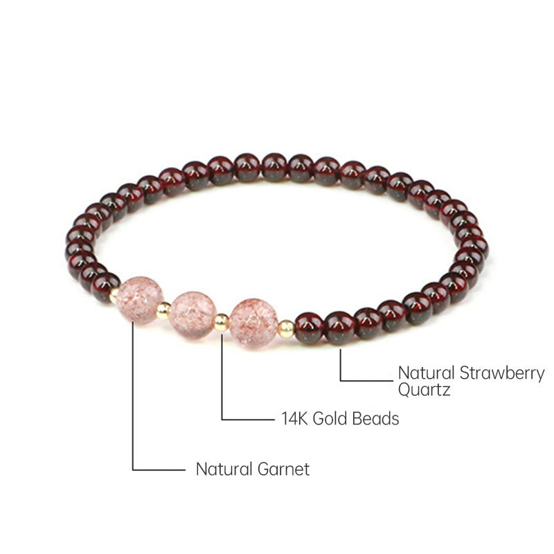 MythStone Natural Garnet Strawberry Quartz Calm Bracelet