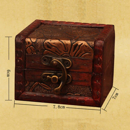 Mythstone Retro Small Square Wood Jewelry Box Lotus Grass Flower Grape Copper Coin Daffodil Jewelry Storage Box