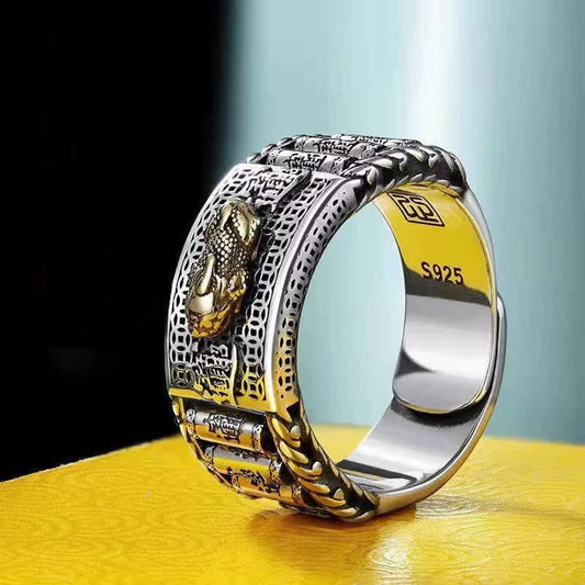 Mythstone Lucky FengShui PiXiu Wealth Prayer Wheels Couple Ring