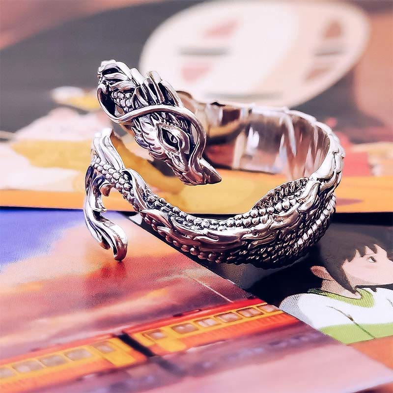 Mythstone Vintage Dragon Pattern Protection Ring