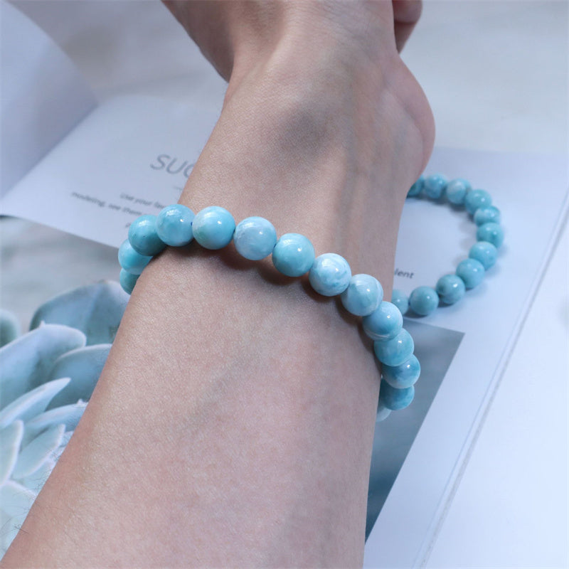 Pulsera de la confianza y la sabiduría de larimar natural Mythstone 