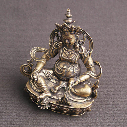 Mythstone Yellow Jambhala Bodhisattva Figurine Serenity Copper Statue Decoration