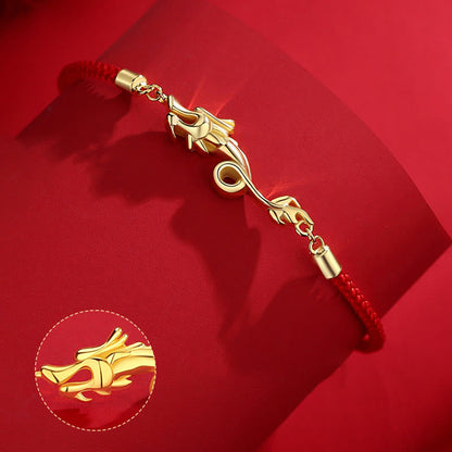 Mythstone 925 Sterling Silver Luck Year of the Dragon Red String Chain Bracelet