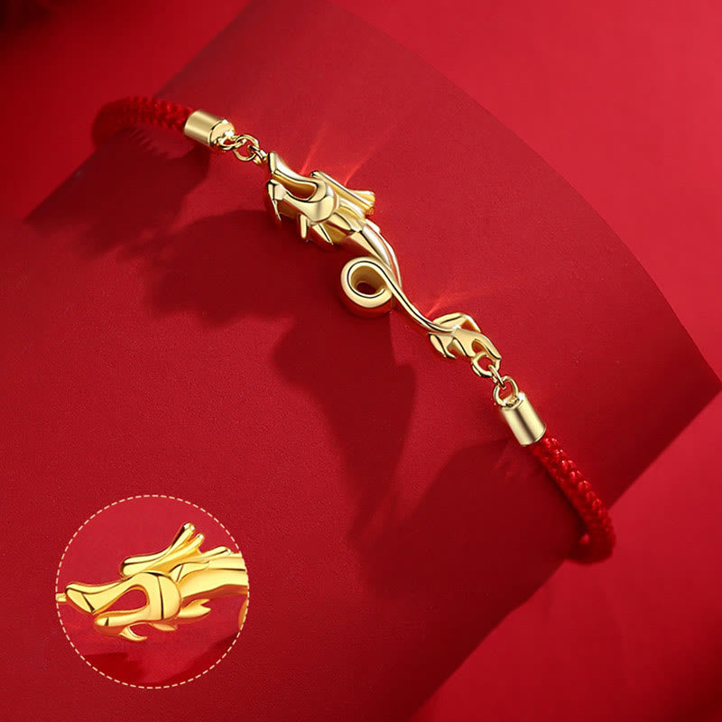 Mythstone 925 Sterling Silver Luck Year of the Dragon Red String Chain Bracelet