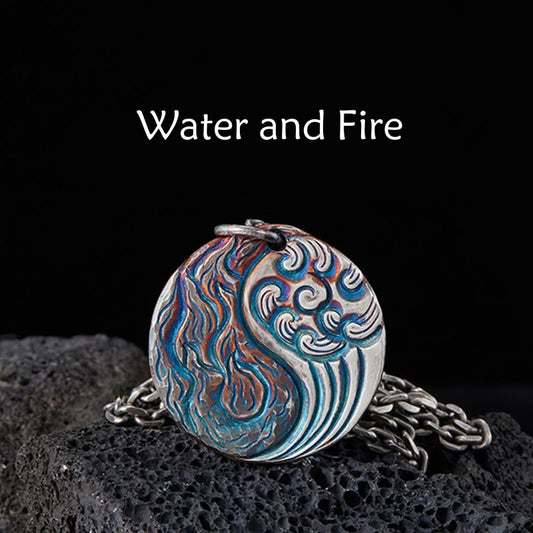 Mythstone 990 Sterling Silver Yin Yang Water and Fire Balance Necklace Pendant