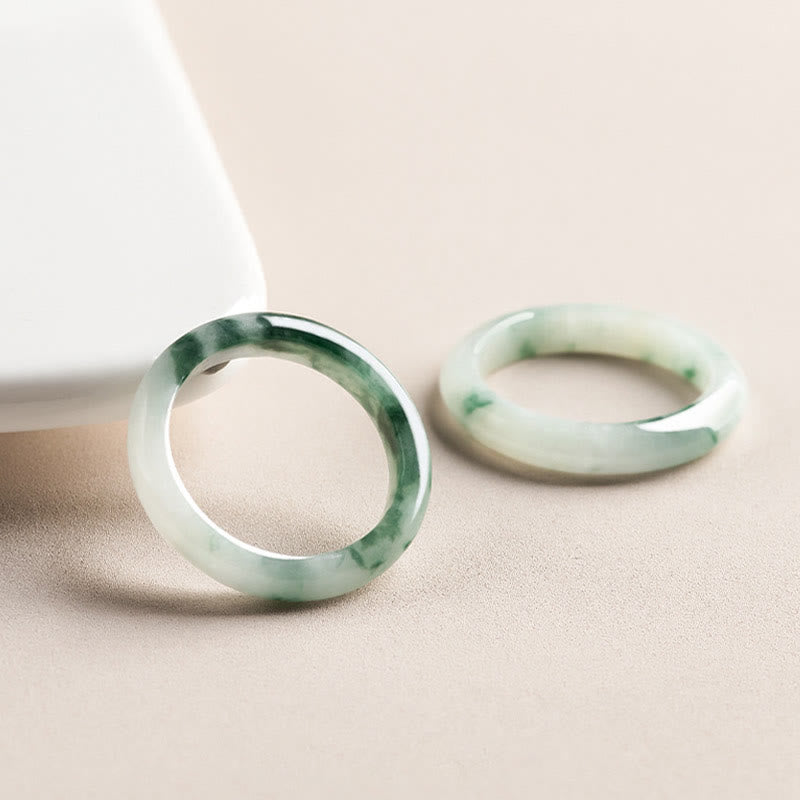 Mythstone Natural Green Jade Luck Abundance Ring