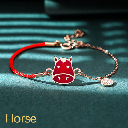 Mythstone 925 Sterling Silver Color-changing Chinese Zodiac Luck Protection Red String Chain Bracelet