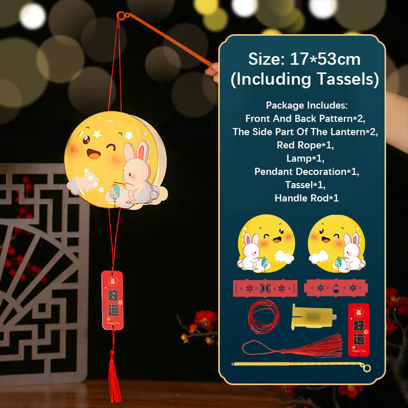 Mythstone DIY Good Luck Cute Rabbit Paper Lantern Lamp Mid-Autumn Festival Lantern Decoration