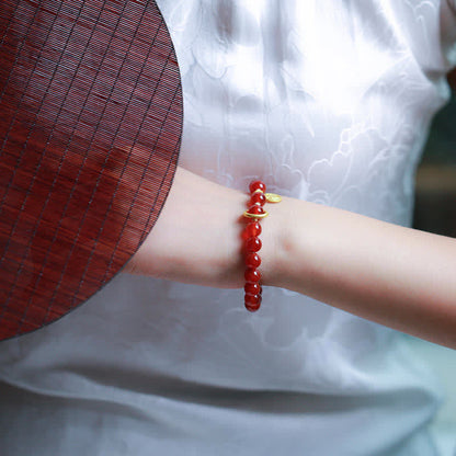 Pulsera de confianza con letras de bendición de ágata roja natural Mythstone