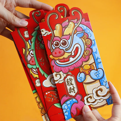 Mythstone 6Pcs Chinese Red Envelope Year of the Dragon Lucky Money Envelopes Auspicious Dragon Design 2024 Chinese New Year Dragon Year Envelope