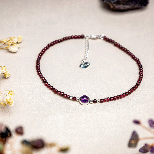 Mythstone Garnet Amethyst Purification Calm Anklet