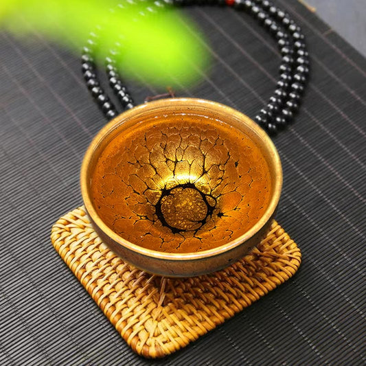 Mythstone Gold Spot Pattern Chinese Jianzhan Ceramic Teacup Kung Fu Tea Cup Bowl With Gift Box