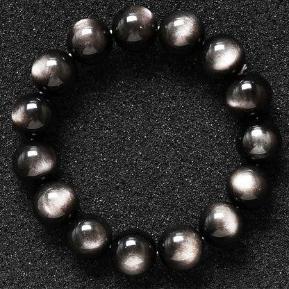 Mythstone Natural Silver Sheen Obsidian Soothing Protection Bracelet