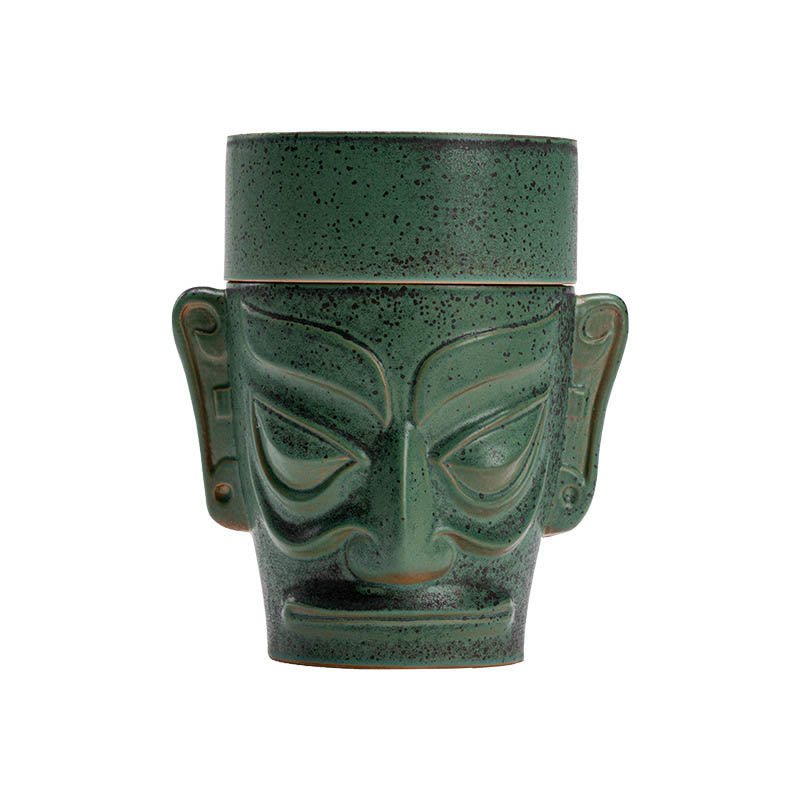 Mythstone Bronze Age Relics Sanxingdui Mask Three Star Mound Ceramic Healing Incense Burner