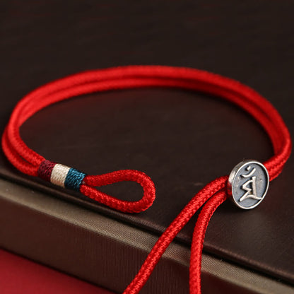 Mythstone 925 Sterling Silver Chinese Zodiac Luck Braided Red String Double Layer Bracelet