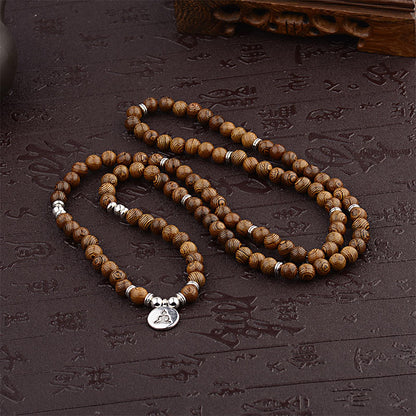 MythStone Tibetan Lightning Strike Wood Bracelet Lotus Buddha Mala