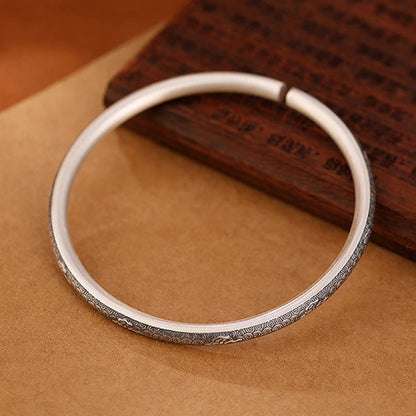 Mythstone Vintage 999 Sterling Silver Auspicious Clouds Design Luck Bracelet Bangle