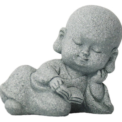 Estatua de Buda monje con oración de meditación de piedra mitológica, decoración del hogar con serenidad 