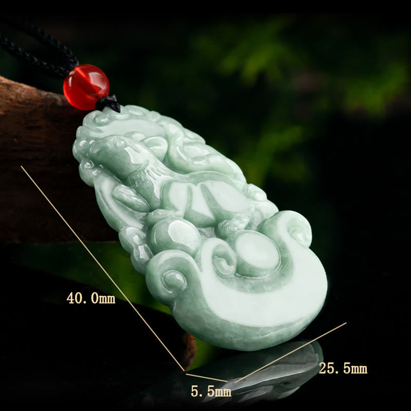 Mythstone Natural Green Jade 12 Chinese Zodiac Luck Prosperity Necklace Pendant