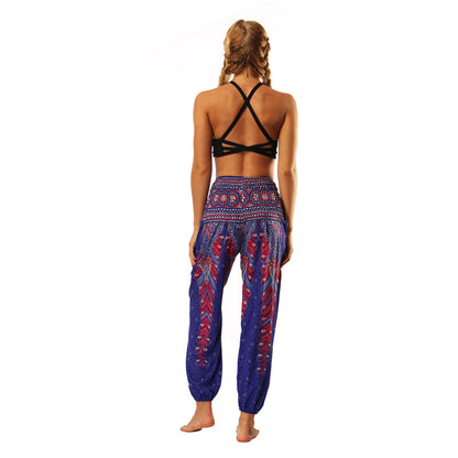 Mythstone Hippie Pants Baggy Boho High Waist Lounge Trousers with Pockets Women's Yoga Pants