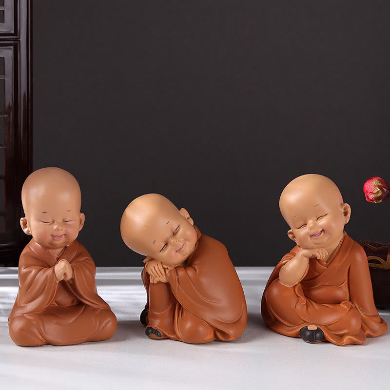 Mythstone Small Mini Meditation Praying Monk Serenity Resin Home Decoration