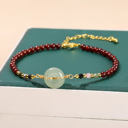 Mythstone Natural Garnet Peace Buckle Bead Calm Bracelet