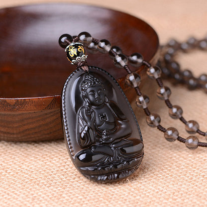 Chinese Zodiac obsidian Protection Necklace