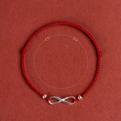 Mythstone 925 Sterling Silver Endless Knot Protection Luck Red String Bracelet Anklet