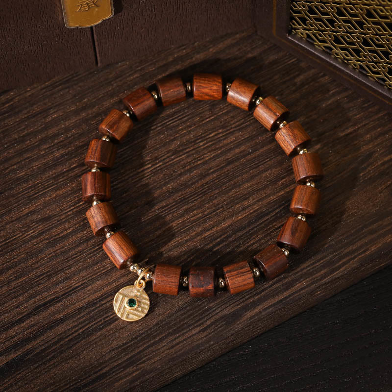 Mythstone Natural Rosewood Barrel Beads Warmth Bracelet